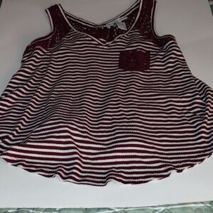 American Rag Maroon & White Striped Tank – Casual Cool – Size Small